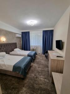 普洛耶什蒂皇冠酒店的酒店客房设有两张床和电视。