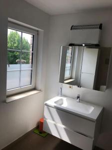 特镇GRANDE MAISON COZY, SUD, 15 MIN SPA FRANCORCHAMPS的白色的浴室设有水槽和窗户。