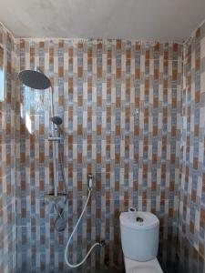 帕杰Karibu House的一间带卫生间和淋浴的浴室。