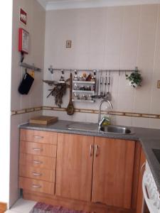 赞布热拉-杜马尔Casa com Cor的厨房配有水槽和台面