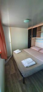埃尔科拉诺AGRICAMPING STONE VESUVIO的一间卧室配有两张带毛巾的床