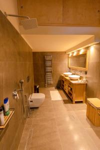 阿特米达Villa Artemis Leto的一间带卫生间、水槽和镜子的浴室