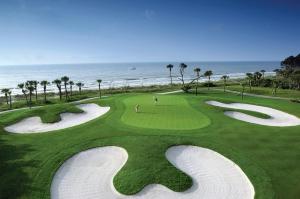 希尔顿黑德岛Omni Hilton Head Oceanfront Resort的享有高尔夫球场的海景