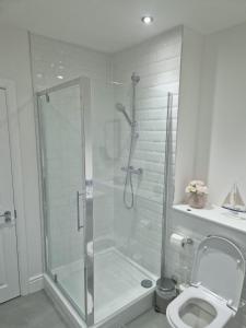 滨海绍森德Wns Southend -on-Sea的带淋浴和卫生间的浴室