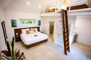 蒙特苏马Aves Hotel Montezuma的卧室配有一张床,房间内设有梯子