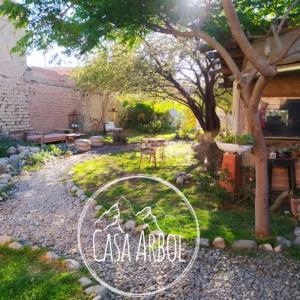 卡法亚特Casa Arbol Domos的后院,花园,带桌子和树