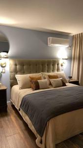 圣地亚哥Super Luxury apartment 37th floor en zona de lujo的一间卧室配有一张大床和枕头