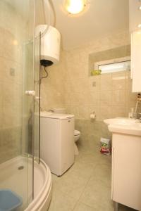拉斯托伏Holiday house Lastovo - 8289的带淋浴、卫生间和盥洗盆的浴室