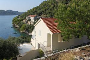 UbliApartments by the sea Ubli, Lastovo - 8355的水体旁山丘上的房屋