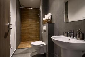 布拉索夫VMD Residence的浴室配有卫生间、盥洗盆和淋浴。