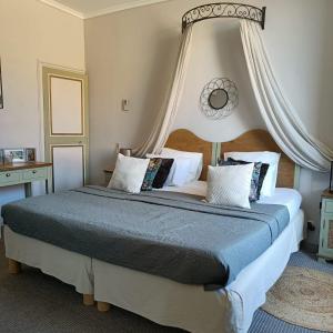 卡尔卡松Entre Bastide et Cité的一间卧室配有一张带天蓬的大床