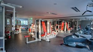 帕兰加Gradiali Wellness and SPA的健身房里有很多设备