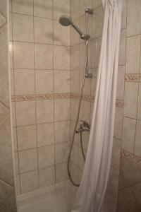 尼亚卢卡Apartments by the sea Vela Luka, Korcula - 11455的浴室内配有淋浴帘。