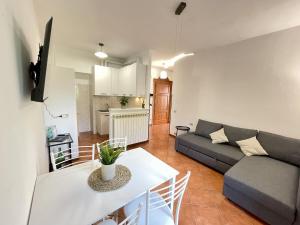 圣佩莱格里诺温泉[AvocadoHouse] Incredibile Appartamento Con Vista的客厅配有沙发和桌子