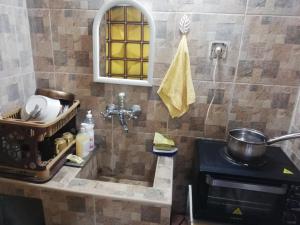 特罗扬Guest Room Asparuh的一间带水槽和炉灶盆的浴室