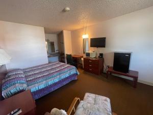 格伦代夫河畔汽车旅馆的配有一张床和一台平面电视的酒店客房