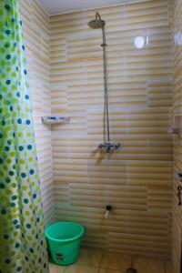 迪亚尼海滩Armaan Guest House的一间带淋浴的浴室,里面装有水桶