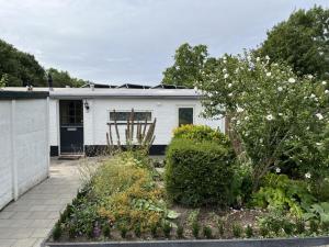 布勒伊尼瑟House in a quiet location in Zeeland 2的前面有花园的白色房子