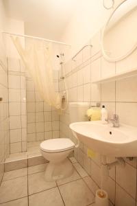 拉斯托伏Double Room Lucica 990a的白色的浴室设有卫生间和水槽。