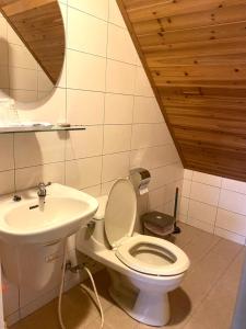 台南二姐的家的浴室配有白色卫生间和盥洗盆。