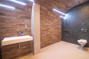 弗瓦迪斯瓦沃沃梅萨酒店的一间带水槽、淋浴和卫生间的浴室