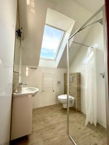 尤格Stara Fara的浴室配有盥洗池和天窗。