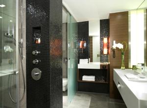 美因河畔法兰克福法兰克福施泰根博阁度假酒店的带淋浴、卫生间和盥洗盆的浴室