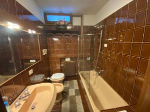 贝拉诺Suitecastlelakeview 0的浴室配有盥洗盆、卫生间和浴缸。