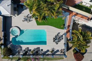 佩里吉安比奇阳光海岸地平线酒店的享有游泳池和棕榈树的上方景色