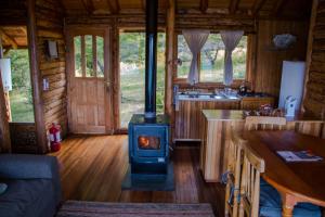 Aldana马林科罗拉多生态酒店的小木屋内厨房中间的炉灶