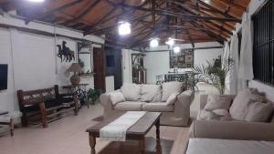门多萨Cabañas Lugar Escondido的带沙发和咖啡桌的客厅
