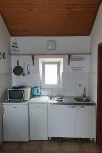 PotomjeApartments by the sea Dingac - Potocine, Peljesac - 4533的厨房配有白色橱柜、水槽和窗户。