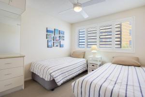 玛志洛珊瑚海公寓 的一间卧室设有两张床和窗户。