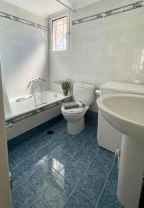 Glyfada FokidasSeaside Apartment in Glyfada-Trizonia的白色的浴室设有卫生间和水槽。