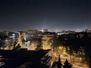 弗拉查尔（历史区）Apartman 501的享有夜间城市景观和建筑