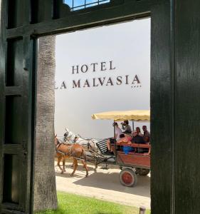 埃尔罗西奥Hotel La Malvasía的一群骑着马车的人