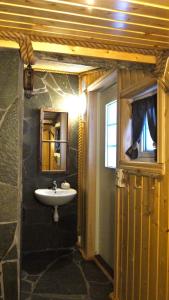 Bardu Huskylodge的一间带水槽和镜子的浴室