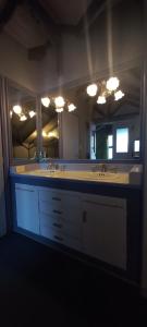 乌斯怀亚FLOR AUSTRAL的一间带两个盥洗盆和大镜子的浴室
