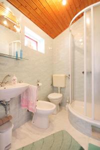 尼亚卢卡Apartments with a parking space Vela Luka, Korcula - 7551的浴室配有卫生间、盥洗盆和淋浴。