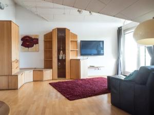 朗根阿根Ferienwohnung Denn的带沙发和电视的客厅