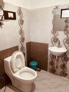 马拉里Hotel Solitaire - With Best View of Mountains的一间带卫生间和水槽的浴室