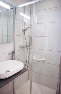 里尔HOTEL AMBASSADEUR的带淋浴和盥洗盆的浴室