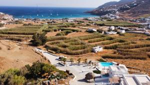 凯勒里瓦迪Mykonos4Islands Seaside Homes and Suites的享有度假胜地和海洋的空中景致