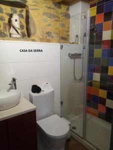 卡什塔涅拉德佩拉Casa do Pátio e Casa da Serra的一间带卫生间和淋浴的浴室