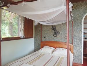 圣玛丽La Tiaré île aux Nattes的一间卧室配有一张带天蓬的双层床