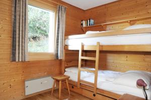 利德阿尔卑斯Favorite Parterre的小木屋内一间卧室配有双层床