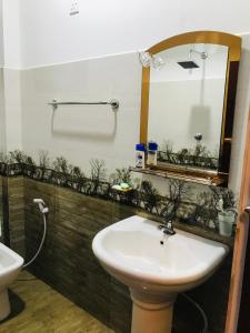 班德勒韦勒Mirador Cottage的一间带水槽和镜子的浴室