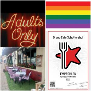 海尔伦Schuttershof Heerlen - Adults Only的餐馆图片和标志的拼贴