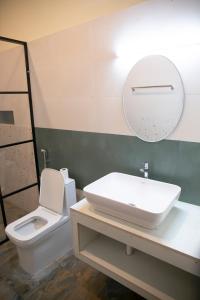 马拉利库兰玛拉里艾登旅馆的一间带水槽、卫生间和镜子的浴室