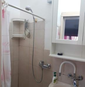 LodCozy Flat with Parking well-placed near TLV Airport的带淋浴和盥洗盆的浴室